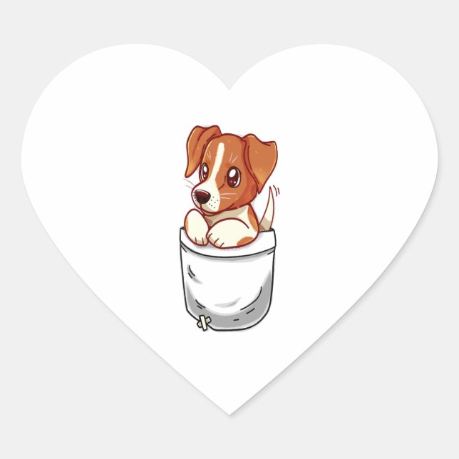 Sticker Cœur Pocket Cute Jack Russell Terrier (Devant)