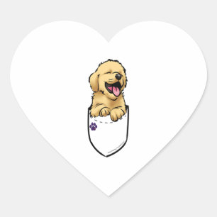 Sticker Cœur Pocket Puppiez - Golden Retriever
