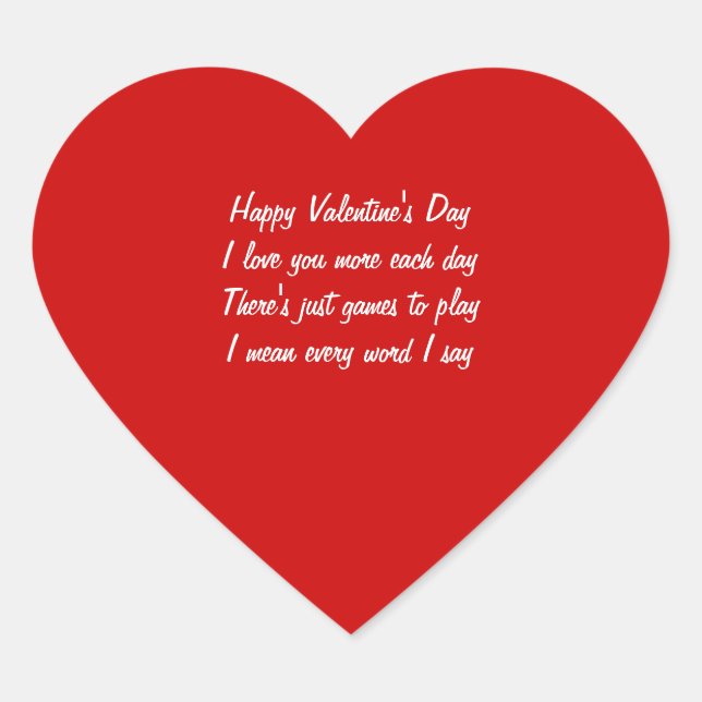 Sticker Cœur Poème de la Saint Valentin (Devant)