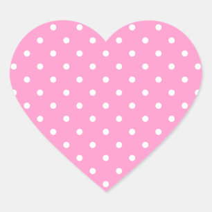Sticker Cœur Points blancs, Motif Pois rose.