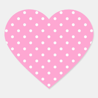 Sticker Cœur Points blancs, Motif Pois rose.