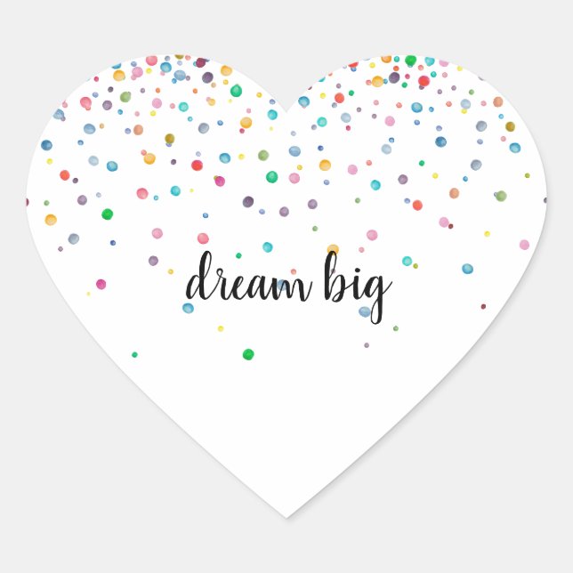 Sticker Cœur Points Confetti couleur vert rouge bleu jaune (Devant)