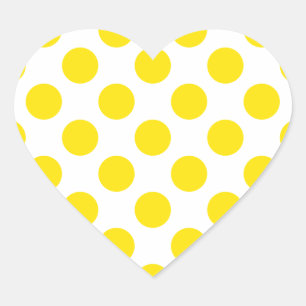 Sticker Cœur Points de Polka Jaunes