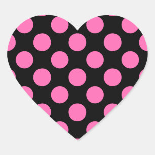 Sticker Cœur Pois roses chauds