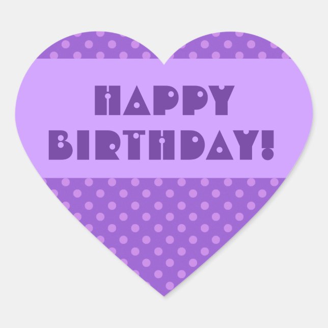 Sticker Cœur Pois violets Joyeux anniversaire (Devant)