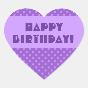 Sticker Cœur Pois violets Joyeux anniversaire