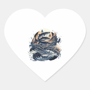 Sticker Cœur Poisson Poisson Pêche Poisson Pêche