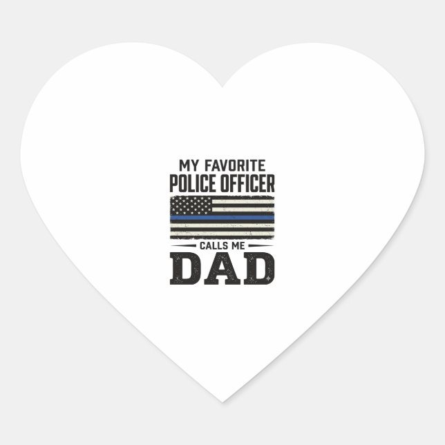 Sticker Cœur Police Officer Dad Vintage Flag Shirt Design_1 (Devant)