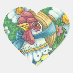 Sticker Cœur POLKA DOT HEN, COUPS DE POULET, Feuille