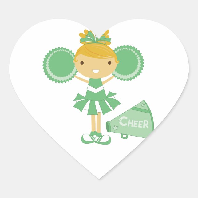 Sticker Cœur Pom-pom girl en vert (Devant)