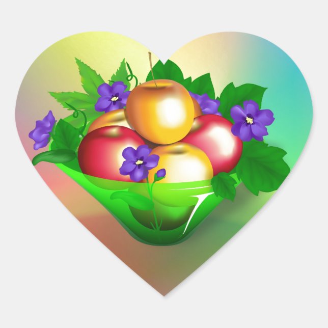 Sticker Cœur Pommes dans Vase (Devant)