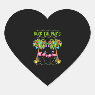 Sticker Cœur Pont the Palms Merry Flamingo Christmas tee funny