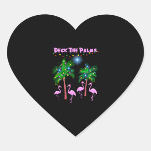 Sticker Cœur Pont The Palms Tropical Pink Flamingos Palm Tree