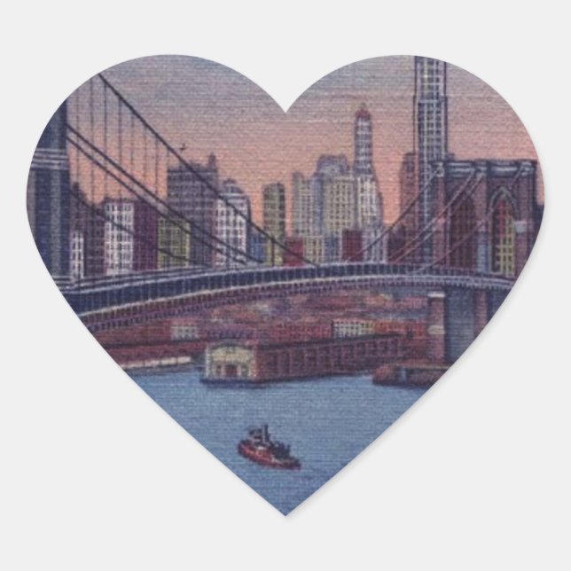 Sticker Cœur Pont vintage Brooklyn (Devant)