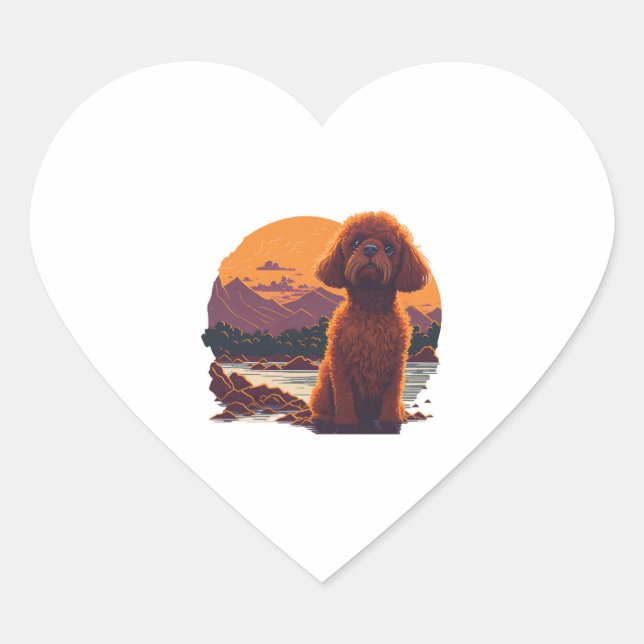 Sticker Cœur Poodle de jouet adorable (Devant)