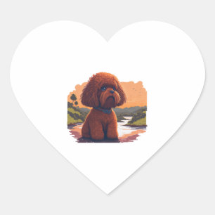 Sticker Cœur Poodle de jouet mignon