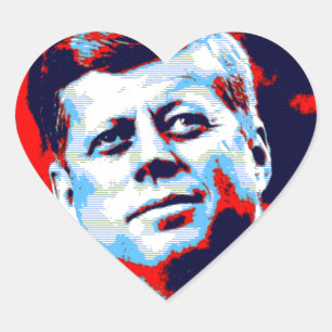 Sticker Cœur Pop Art JFK John F. Kennedy Red Blue