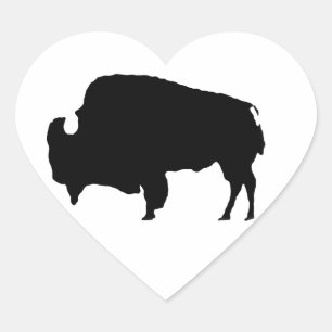 Sticker Cœur Pop Art noir et blanc Buffalo Silhouette