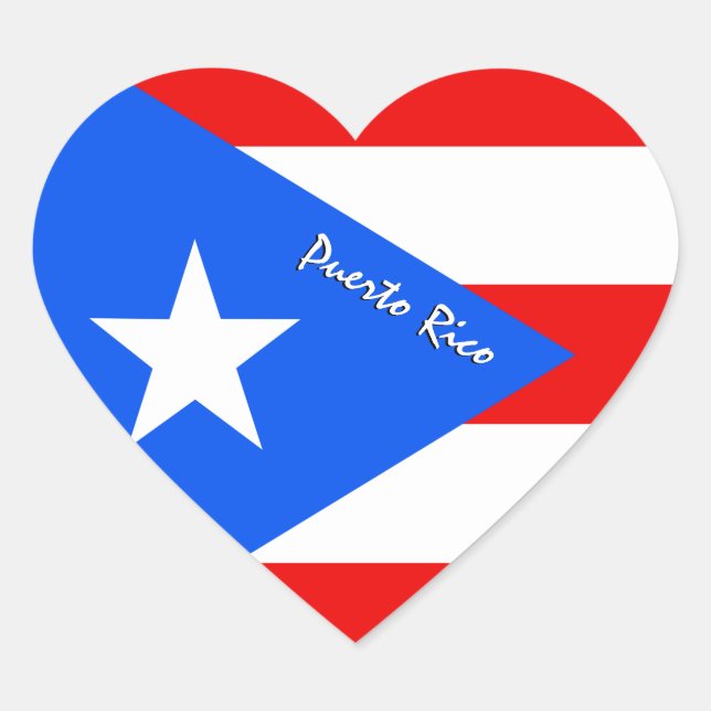 Sticker Cœur Porto Rico Heart, drapeau patriotique de Porto Ric (Devant)