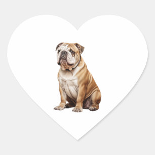 Sticker Cœur Portrait de Bulldog anglais charmant - Canin adora