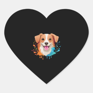 Sticker Cœur Portrait d'un chien mignon avec des couleurs fluid