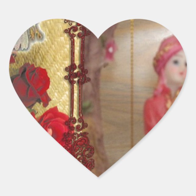 Sticker Cœur Portrait graphique de poupée de mariage (Devant)