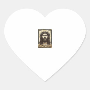Sticker Cœur Portrait religieux vintage de la couronne d'épines