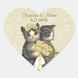 Sticker Cœur Posh Chats Mariage Ivory