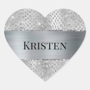 Sticker Cœur Poster de animal de serpent Glam Silver