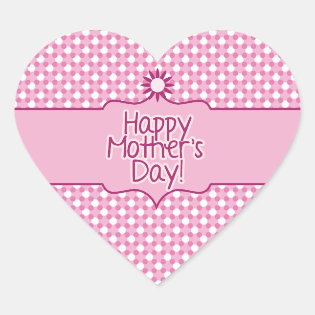 Sticker Cœur Pot rose blanc Polka Flower Mothers Day autocollan (Devant)