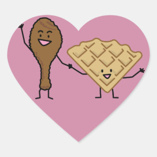 Sticker Cœur Poulet et gaufres Cuisine américaine et méridional