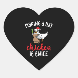 Sticker Cœur Poulet Il Deux Fois Drôle Design de Noël Poulet