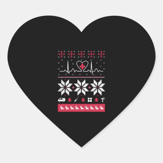 Sticker Cœur Poupée pulsation - Vilain pull de Noël (Devant)