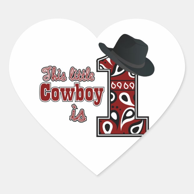 Sticker Cœur Premier anniversaire de Cowboy (Devant)