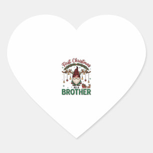 Sticker Cœur Premier Noël en tant que frère Gnome Renne Traînea