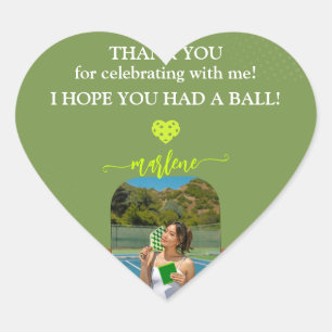 Sticker Cœur Preppy Pickleball Paddle Photo Dink Anniversaire