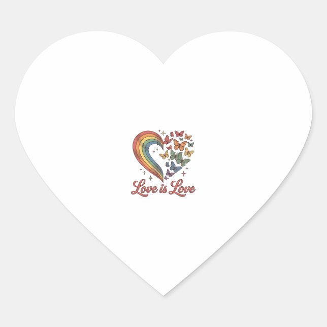Sticker Cœur Pride Papillon Cœur L'Amour Est L'Amour Conception (Devant)