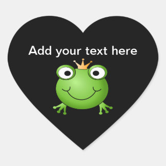 Sticker Cœur Prince des grenouilles. Grenouille souriante avec 