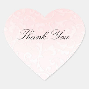 Sticker Cœur Princess Pink Damask Storybook Mariage élégant