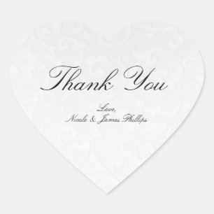Sticker Cœur Princesse White Damask Storybook Mariage élégant