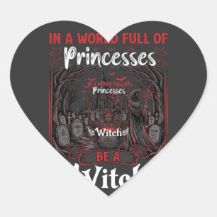 Sticker Cœur Princesses Soyez Sorcière Halloween Château Chaudr