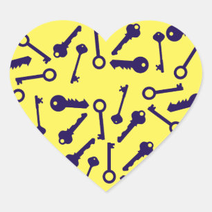 Sticker Cœur Produit à motif clé bleu