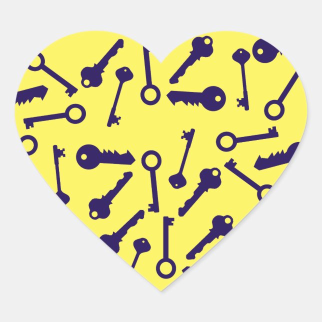 Sticker Cœur Produit à motif clé bleu (Devant)