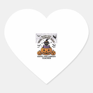 Sticker Cœur Prof Cat Halloween Citrouille Vintage Salle de cla