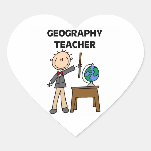 Sticker Cœur Professeur en géographie (Devant)