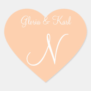 Sticker Cœur Profondément Peach Your Prown Lettres Invitation