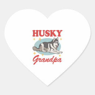 Sticker Cœur Propriétaire de chiens Husky Grandpa Sibérien Husk