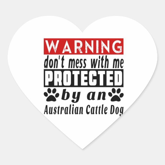 Sticker Cœur Protégé Par Le Chien De Bétail Australien (Devant)