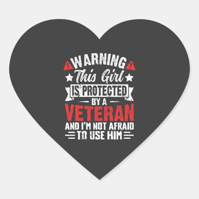 Sticker Cœur Protégée Par Une Fille De Vétéran Fière (Devant)