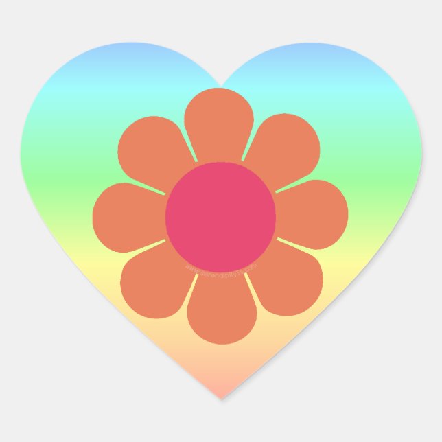Sticker Cœur Puissance des fleurs des années 70 (Devant)